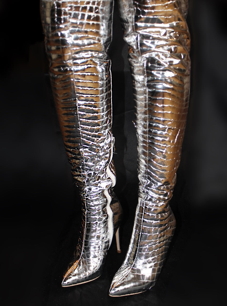 LaShae’s Closet Silver Snake Boots